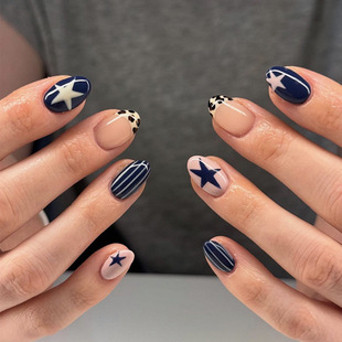 European and American Cross-Border Hot Selling Star Stripes Wearable Nail Patches Manicure Fake Nails Finished Nails