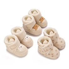 冬季新生儿棉鞋0-1岁男女宝宝卡通小熊学步靴