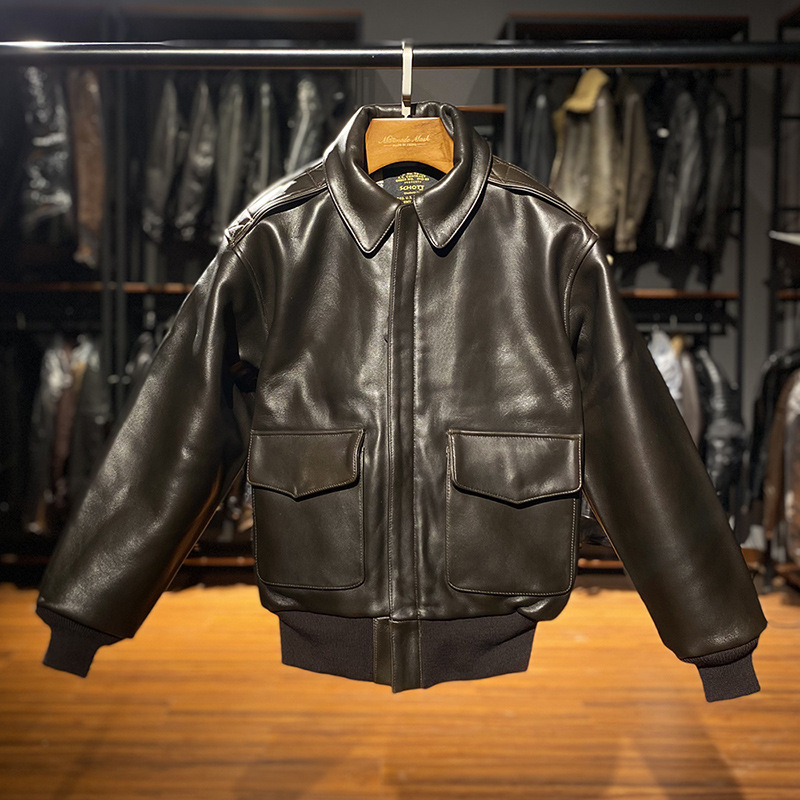 Plus Size Plus Size ExpAnded Version EuropeAn And AmericAn A2 Genuine LeAther Flight JAcket Men's Thickeneded New ZeAlAnd Sheepskin LeAther JAcket