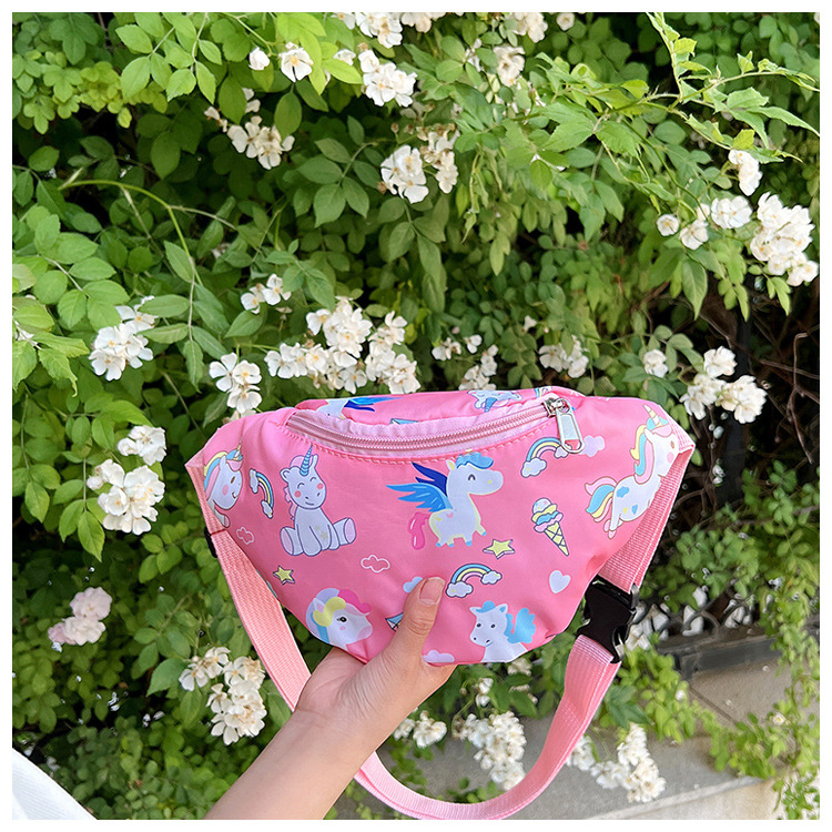 Fashionable boy and girl waist bags, trendy gift bags, children's chest bags, new cartoon dinosaur unicorn single-shoulder crossbody bags undefined