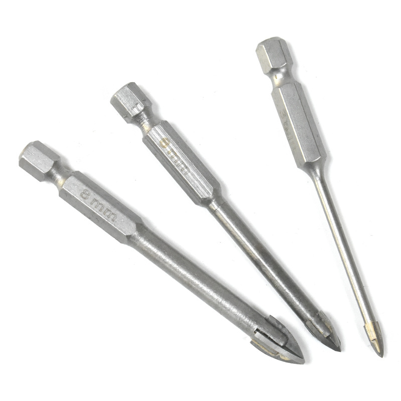 Cruz de cuatro hojas de aleación taladro multi-funcional pared de Metal perforación triángulo taladro de vidrio al por mayor agujero abridor traje