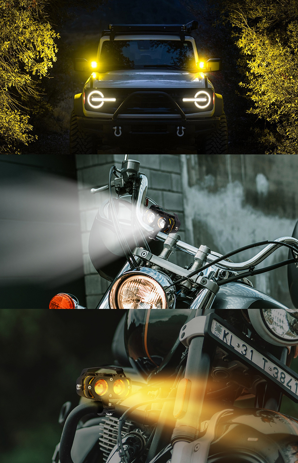 Cross-Border Motorcycle Led Spotlight Electric Vehicle High and Low Beam Paving Auxiliary Light Motorcycle Waterproof Headlight Spotlight