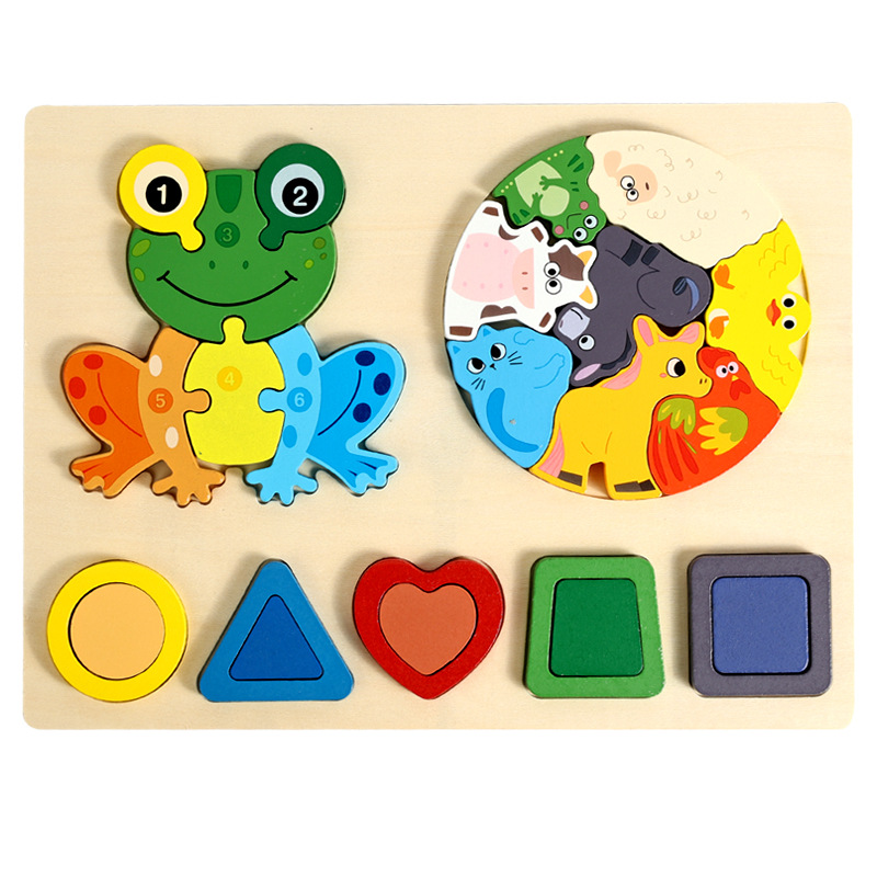 Nuevos productos de forma geométrica puzzle animal digital tridimensional puzzle tablero de dibujo de la educación temprana puzzle forma emparejada bloques de construcción
