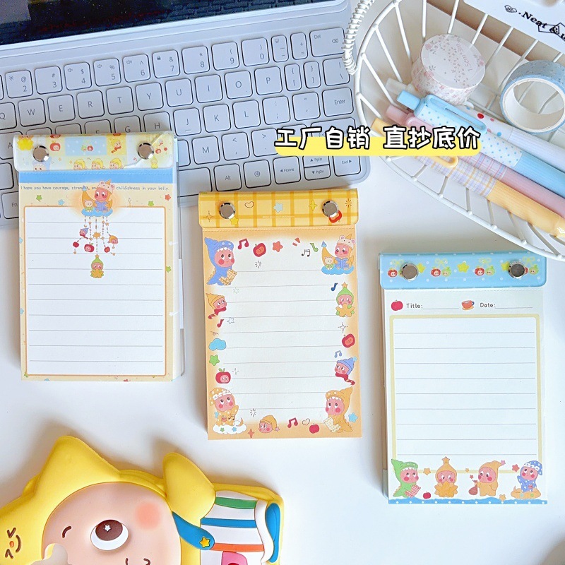 สมุดบันทึกแบบห่วง A6 พร้อมกระดาษโน้ตพิเศษเนื้อหนา 100 แผ่น ไม่มีกาว ดีไซน์สวยงาม ขนาด A7