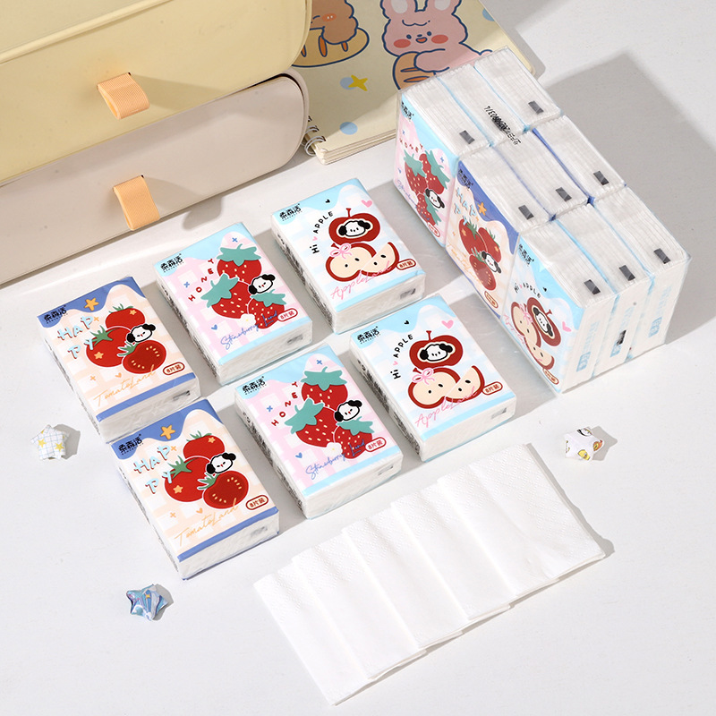 漫画 9 パックトイレットペーパー無地小さなパックのペーパータオル家庭用屋外学生ポータブルペーパータオル小さなパックハンカチ紙|undefined