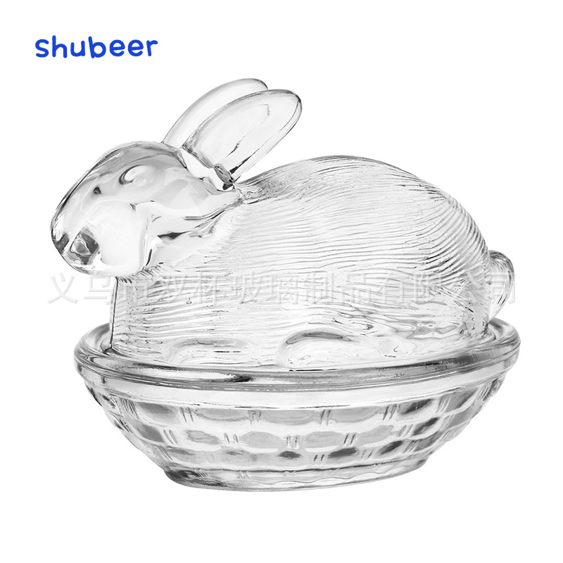 Creative Jade Rabbit storage jar glass sugar jar small items storage dried fruit snacks coffee beans indoor decoration ornaments