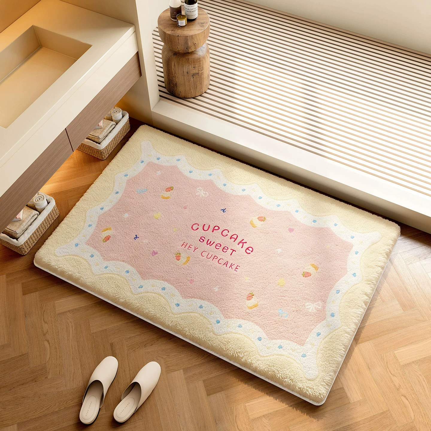 Коврик с рисунком без скольжения из искусственного меха, водопоглощение