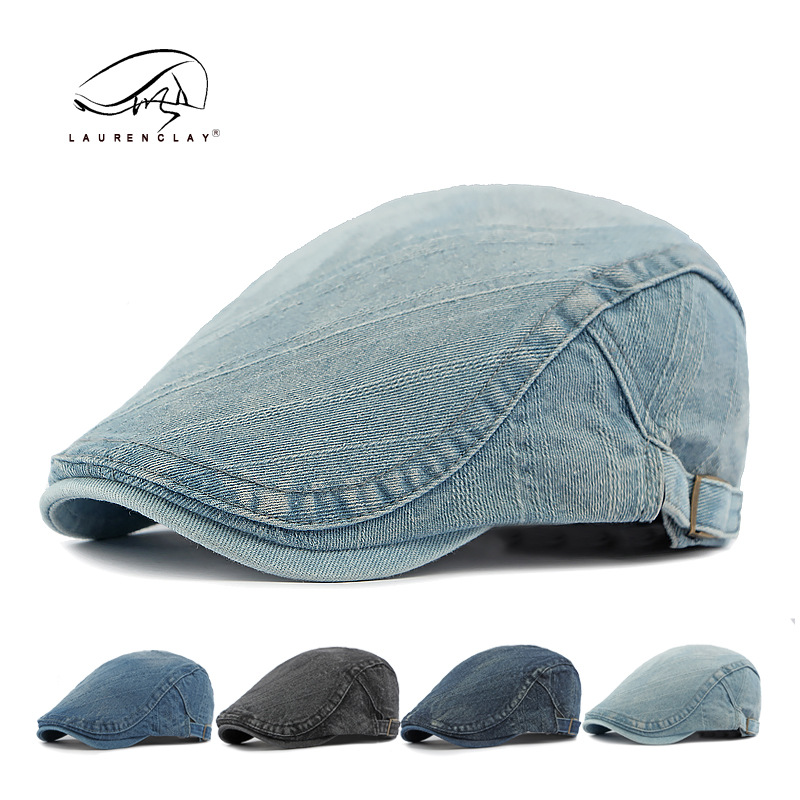 Sombreros de mezclilla lavados Gorro delantero retro británico para hombre Boina casual de todo fósforo para mujer nueva gorra de visera coreana