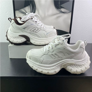 欧货真皮厚底超火老爹鞋女2026春新款舒适全部百搭运动休闲跑步鞋