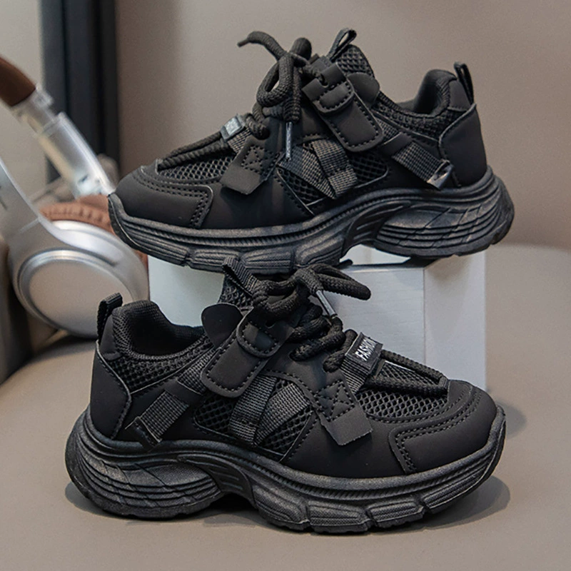 Детские сетчатые туфли, спортивная обувь для девочек, новая дышащая повседневная обувь весна-осень 2025 года, универсальные мягкие туфли для девочек в стиле "папины туфли"