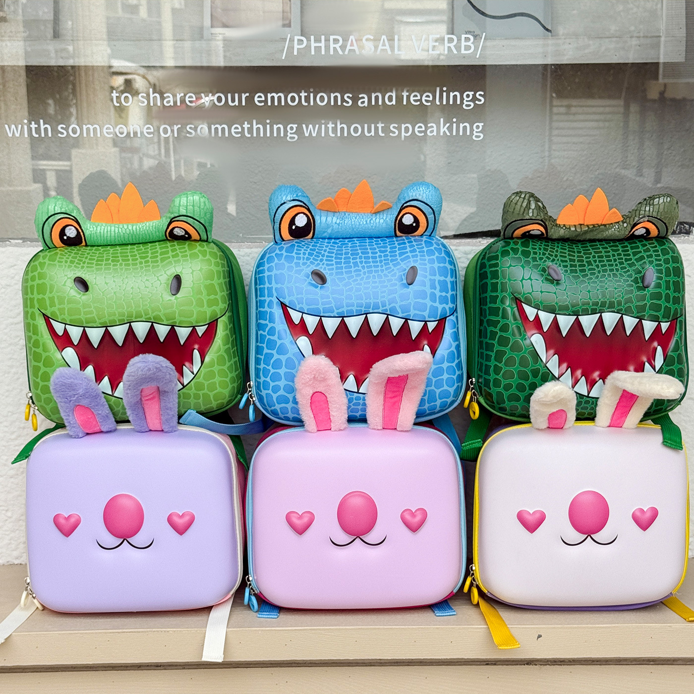 Caricatura encantadora conejo niña mochila dinosaurio modelado pequeño niño mochila de cáscara de huevo nueva mochila de niños