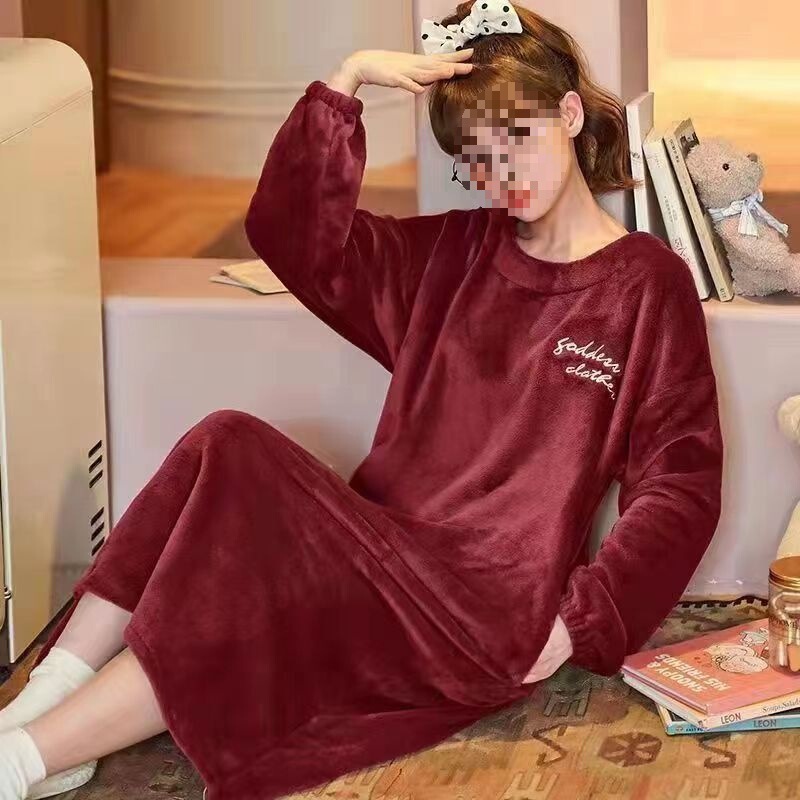 Autumn and Winter Nightgown for Women, Flannel Princess Style Long Thickeneded Coral Velvet Pajamas for Women, Winter Warm Dress.