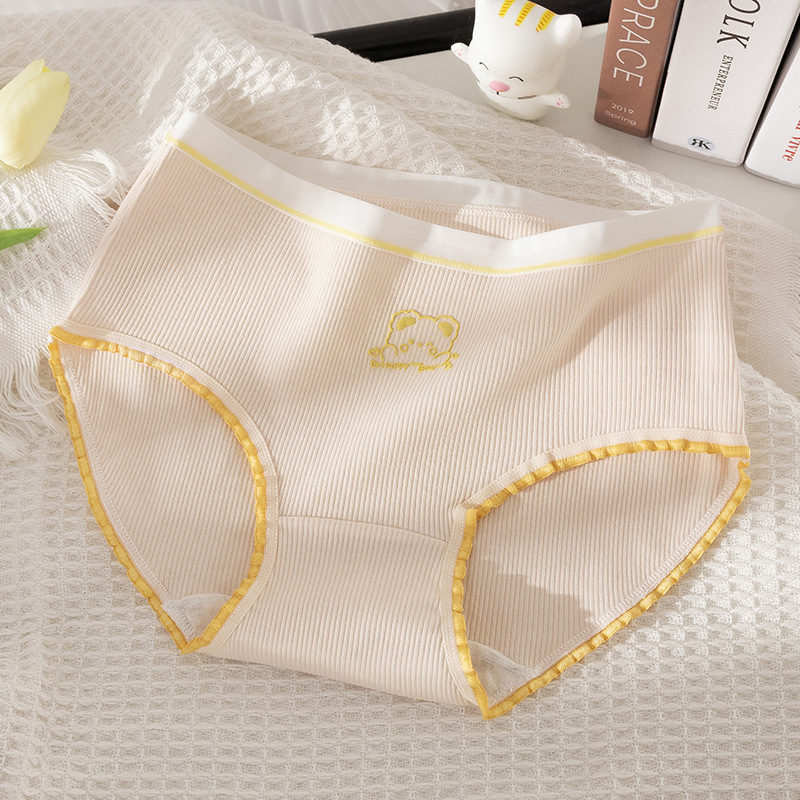 Ropa interior de algodón Niña antibacteriano entrepierna transpirable escritos lindos japoneses pantalones cortos cabeza Mediados de cintura sin costuras ropa interior de niña verano