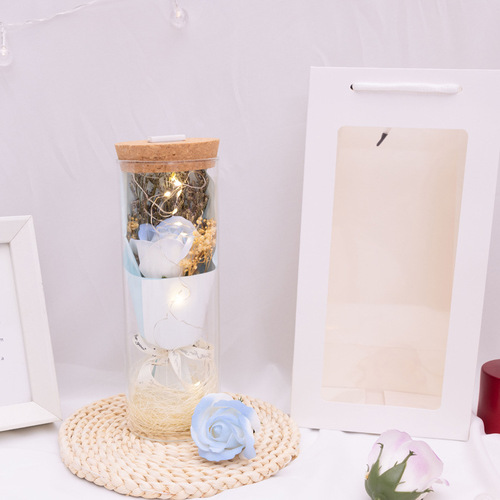 38 Goddess Gifts for Girlfriends Gypsophila Dried Flowers Rose Soap Flowers Glass Wishing Bottles for Employees Women's Day