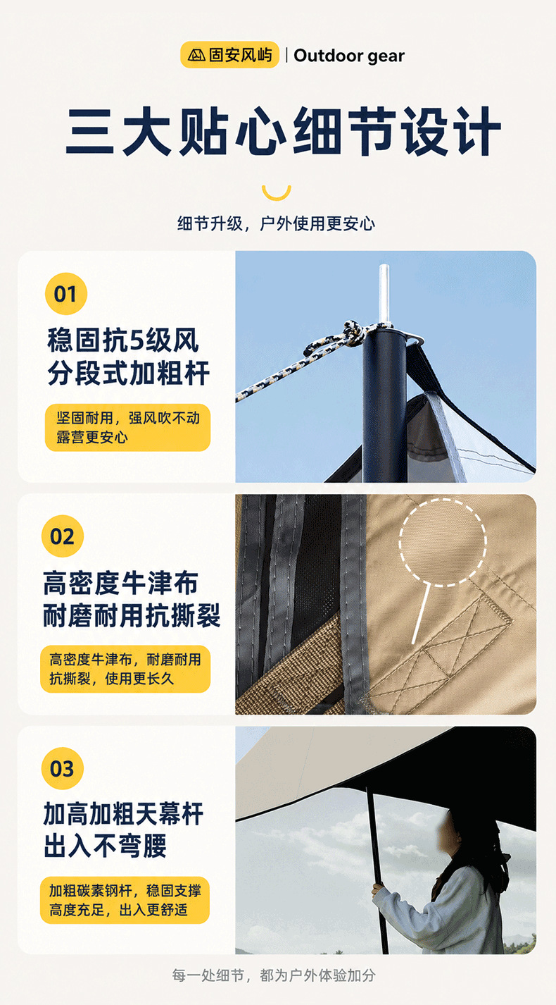 Car side awning, vehicle side tent for outdoor camping, SUV rainproof sunshade tent, suitable for multiple vehicle models, direct supply from the factory
