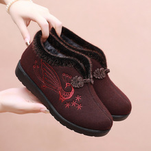 老北京布鞋女棉鞋冬季加绒老太太保暖奶奶鞋老年人妈妈鞋红色冬款