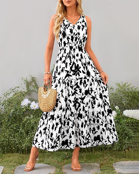 269g Weight Maxi Long Dress Dress Length Type Sleeveless Sleeve Length Swing Dress Dresses Type Sleeveless Sleeve Type Polyester Fabric Type Mid Waist Waist Line Holiday, Daily, Selfie Occasion V Neck Neckline Regular Fit Fit Type Flower Pattern Summer Season Women's Gender Printing Design Casual, Elegant, Simple Style Style Wholesale Women's Casual Elegant Simple Style Printing Flower Holiday Daily Selfie V Neck Sleeveless Swing Dress 9