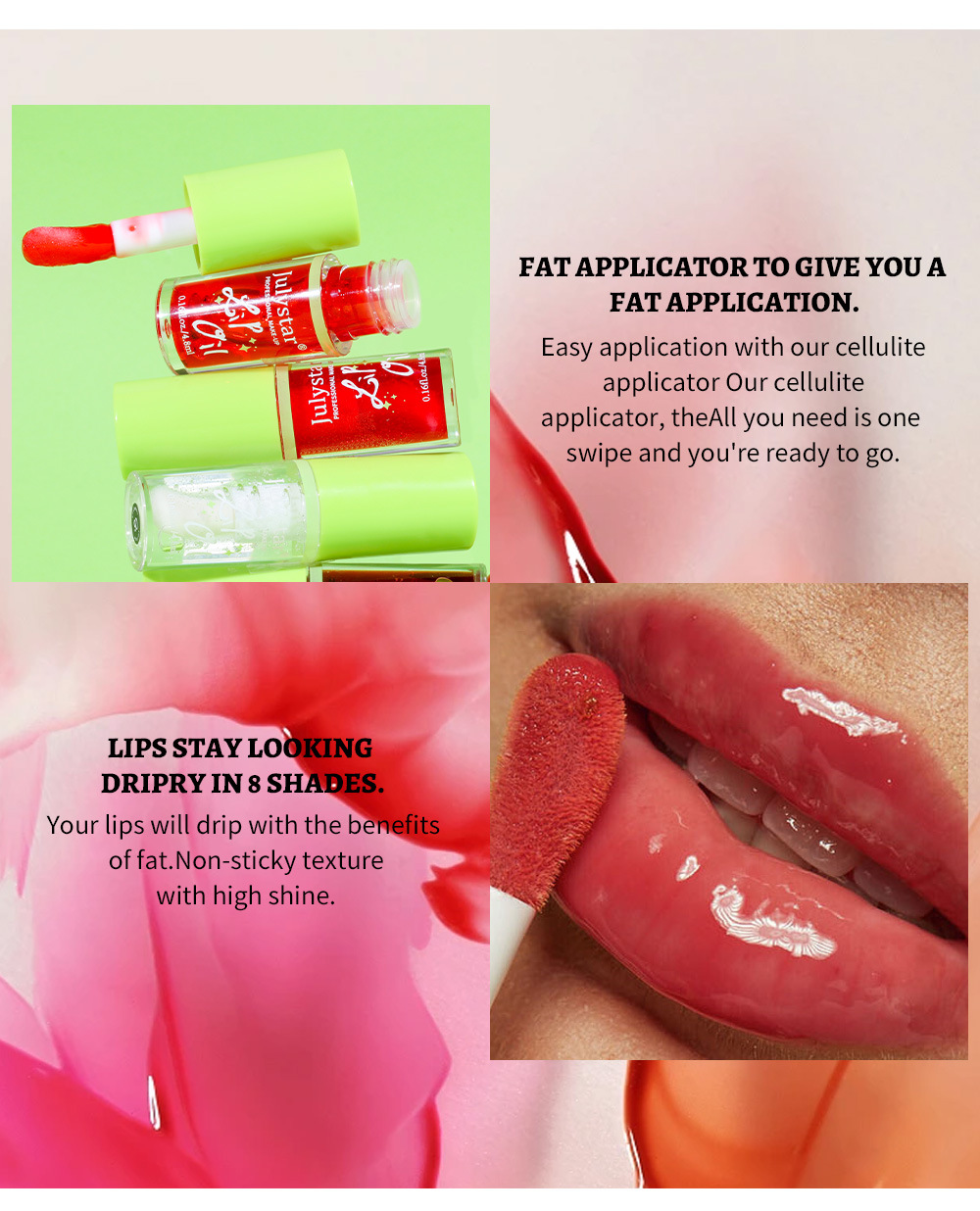 Cross-border beauty products: Long-lasting Moisturizing, transparent and radiant lip oil, nourishing plump lips, Fruit-flavored mirror lip gloss, wholesale for export undefined