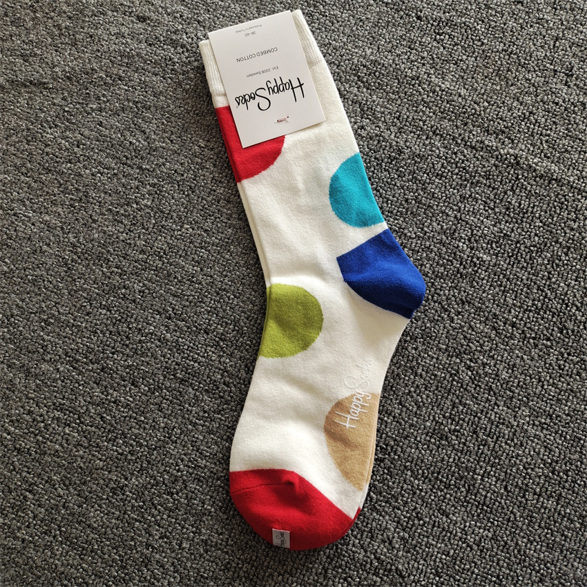 2025d 2025d New Swedish Trendy Brand Ins Happy Striped Polka Dot Mid-Calf Colorful Internet Celebrity Cotton Socks_voghion.com