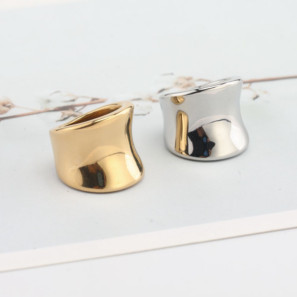 18g Weight Real Gold Plated Plating Material Rings Classification 12, 6 Ring Size Real Gold Plated Geometric 304 Stainless Steel Lady Waterproof Non Tarnish Rings