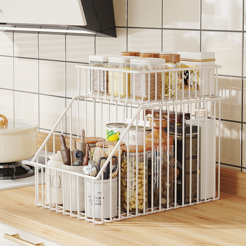 Kitchen multi-layer storage rack multi-functional cabinet partition layered organizer countertop storage iron storage spice rack