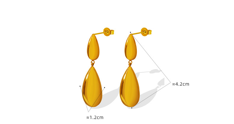 10g Weight 0.03µm-0.05µm Gold Plating Thickness PVD Coated Gold Plating Process 304 Stainless Steel Ear Needle Material PVD Coated Real Gold Plated 18K Gold Water Droplets 304 Stainless Steel French Style Waterproof Non Tarnish Drop Earrings