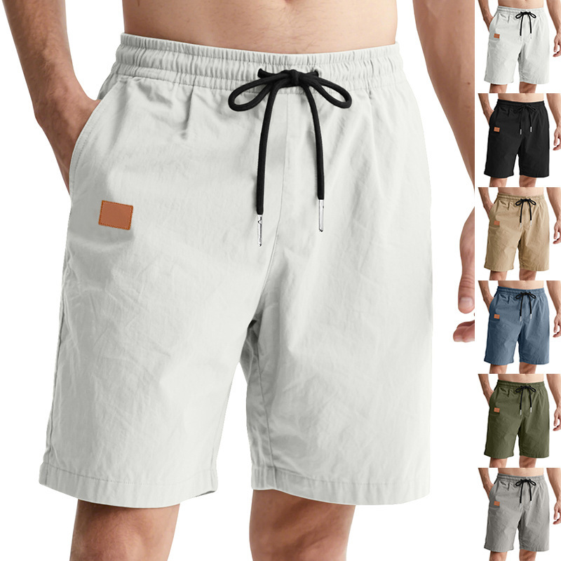 Cross-Border Temu Hot-Selling Men's Shorts Summer Loose Casual Simple Tether Accessible Luxury Sports Straight 5-Point Beach Short