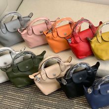 新款小羊皮迷你小号饺子包手提单肩时尚百搭女包宽肩带通勤包托特