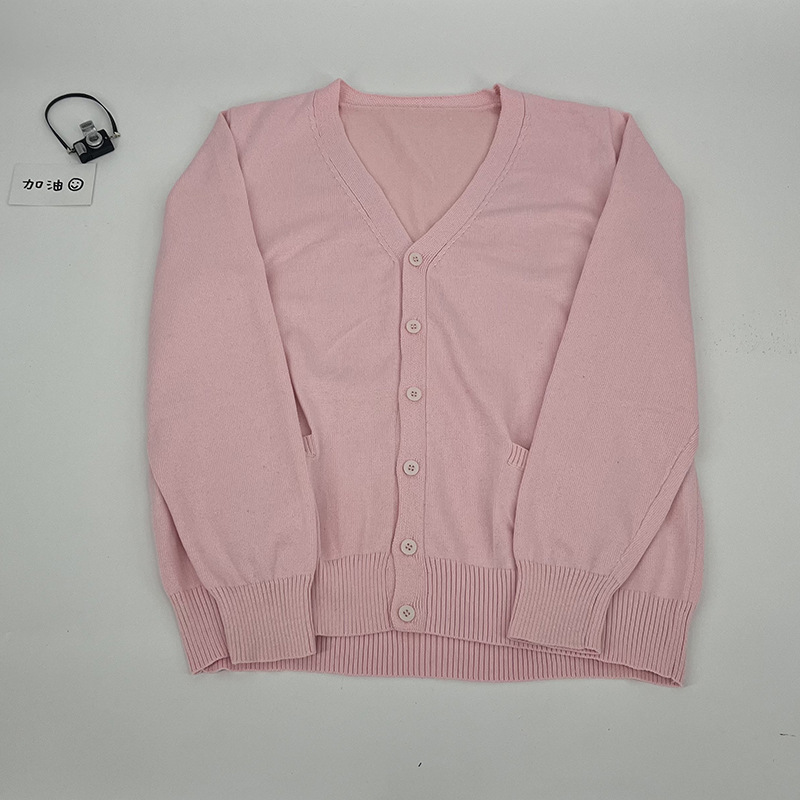 오리지널 JK 유니폼 솔리드 컬러 싱글 브레스트 슬리브 카디건 스웨터 일본 스타일 심플한 센스 칼리지 JK 스웨터 스태킹 올매치