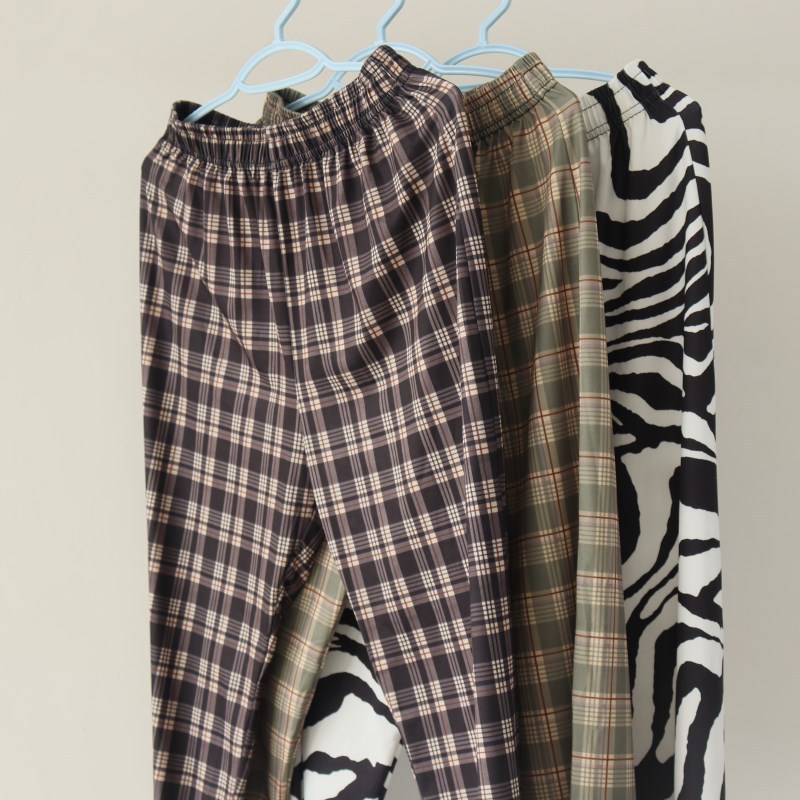 High Waist Wide Leg Loose Plaid Pants NSYKD58579