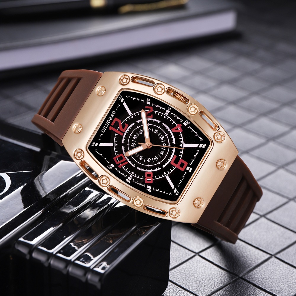 horedar 크로스보더 Temu 남성용 43mm 대형 다이얼 실리콘 밴드 아날로그 쿼츠