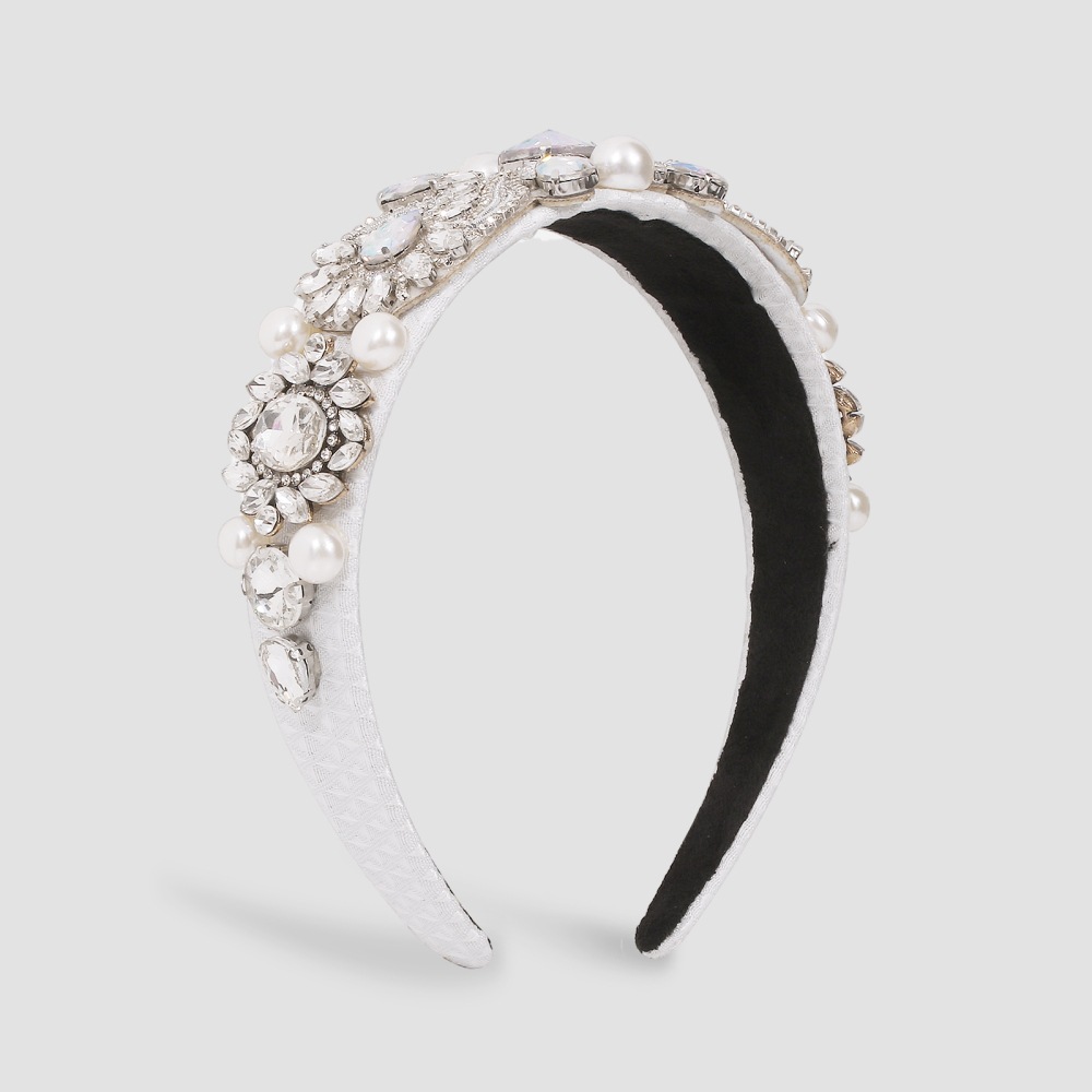 Fashion Black Geometric Diamond Imitation Pearl Headband