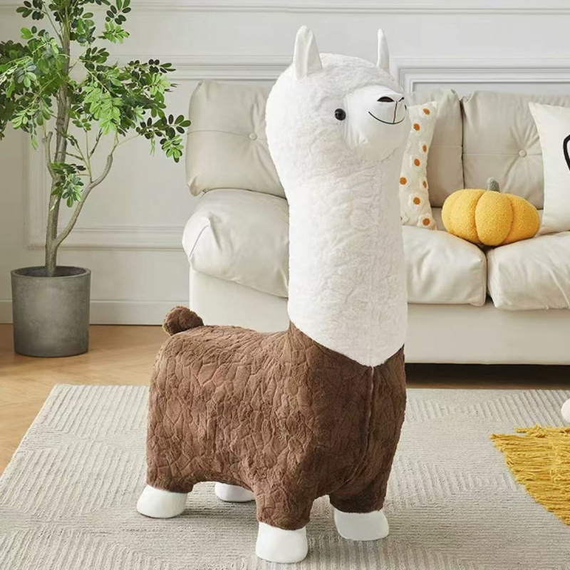 インターネット有名人アルパカシート動物スツールリビングルームの装飾品漫画の装飾品靴交換スツール子供用ソファホリデーギフト|undefined