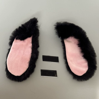 Personalized Rabbit Ear Helmet Motosiklet dəbilqələri - fold-eared-rabbit-1-pair-black