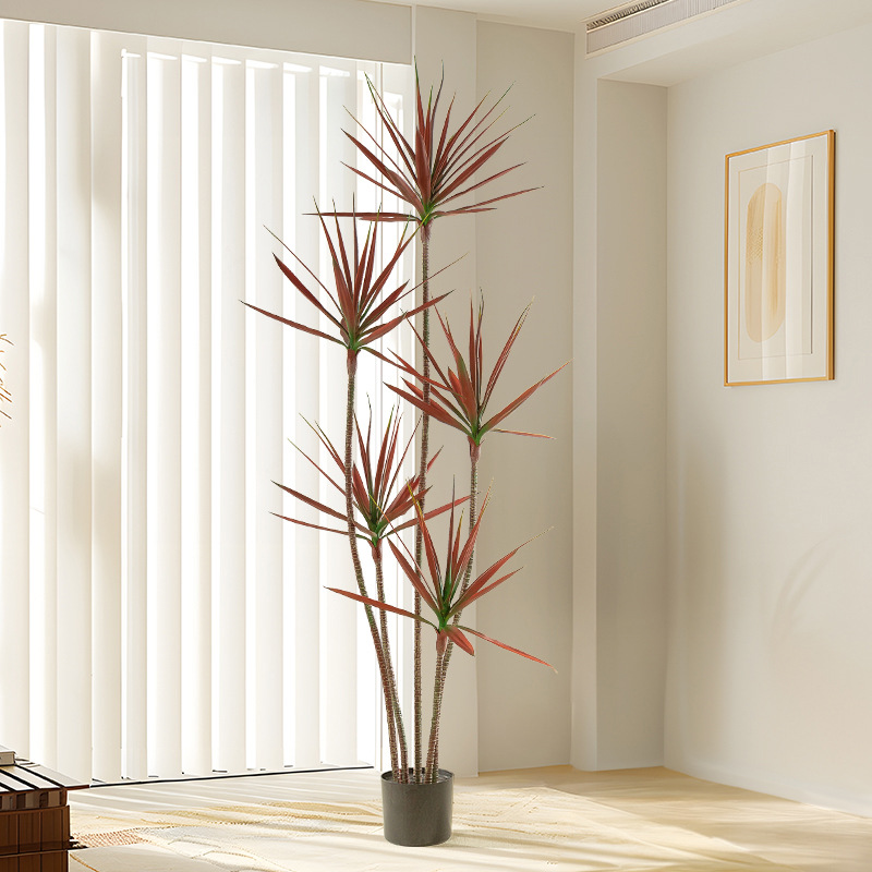 Árbol de sangre de dragón artificial viento silencioso planta verde árbol artificial decoración de sala de estar Planta artificial Agave piso olla