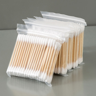 Double-headed cotton swab ear-pulling makeup disposable sanitary cotton swab ear-digging spoon wooden swab cotton swab special household bag