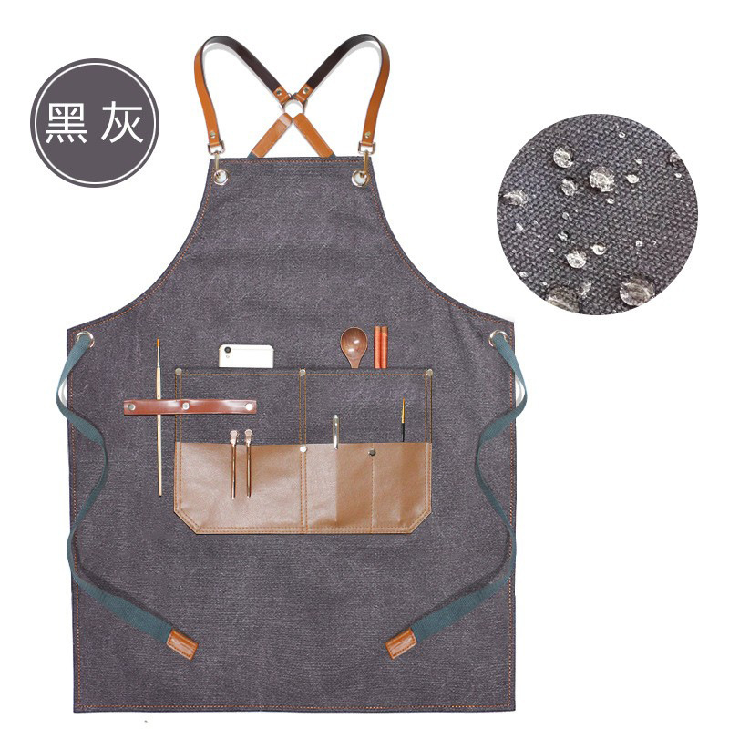 Denim delantal moda coreana peluquero pintura arte estudiante cafetería ropa de trabajo grueso lienzo delantal al por mayor