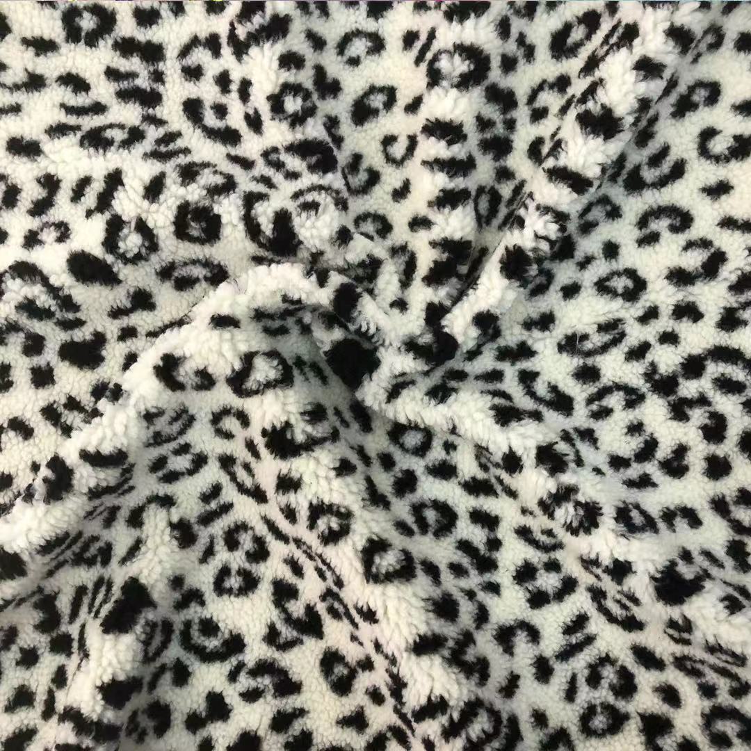 现货供应羊羔绒 羊羔毛提花 豹纹提花 颗粒绒 小豹纹服装箱包面料