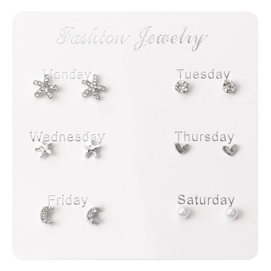 Estilo coreano caliente venta oreja espárragos color-preservación de acero pin oreja espárragos creativo de una semana de la oreja espárragos pinduoduo joyería al por mayor