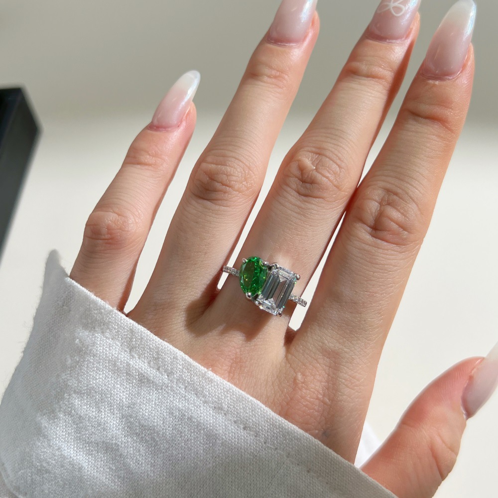 Holiday, Daily Occasion 925 Sterling Silver Material 925 Sterling Silver High Carbon Diamond Geometric Rings