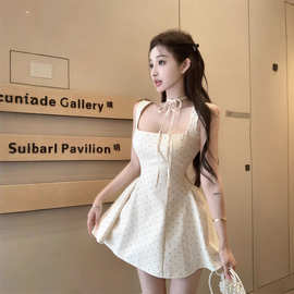 【原版做法高品质】法式波点吊带连衣裙女夏季辣妹修身收腰短裙