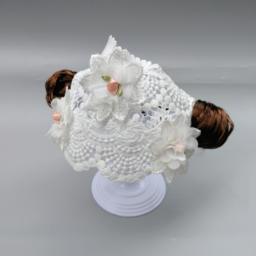 New Korean style bangs children's small curly wig hairband baby curly hair lace hairband small flower headdress hair net set