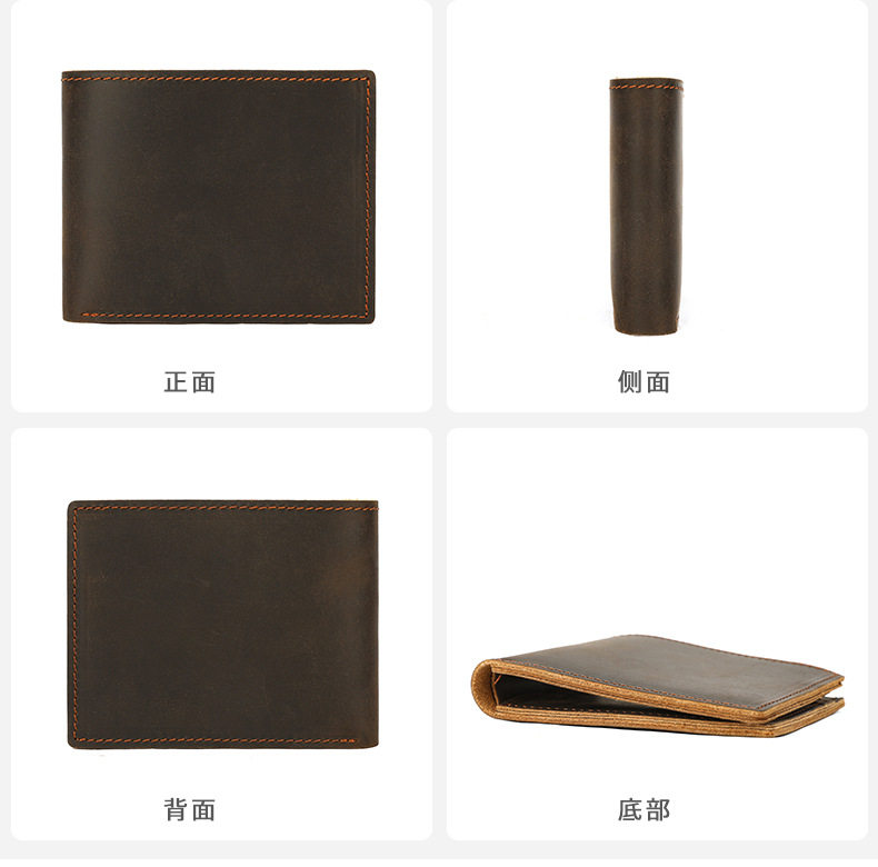 Ví nam ngắn gập đôi da bò thật cao cấp , ví da handmade nhiều ngăn — 1330 màu cà phê đậm, 1330 màu nâu, màu nâu, nâu sẫm chi tiết 15