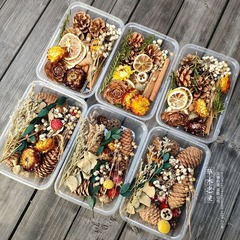 Christmas Mixed Dried Flower Box DIY Handmade Real Dried Ball Perennial Flowers Multicolor Set Activity Material Pack Flower Ring