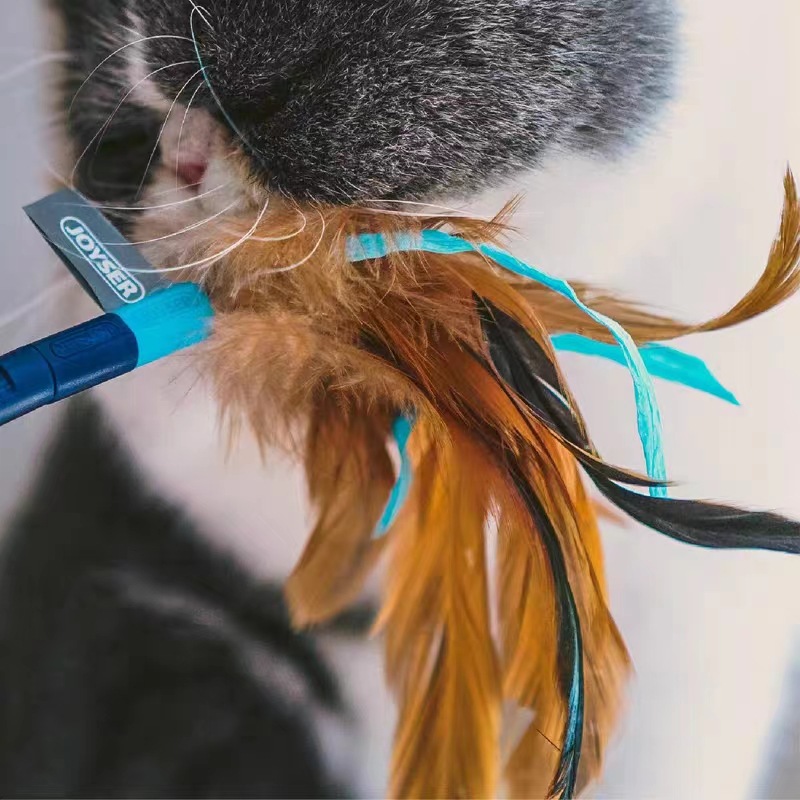 JOYSER 애완 동물 고양이 텀블러 민트 볼 깃털 재미있는 고양이 스틱 재미있는 고양이 장난감 교체 가능한 깃털