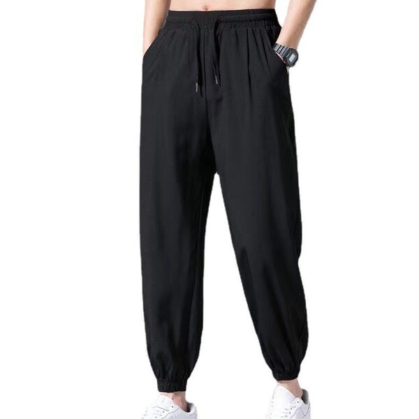 Men's summer thin sports trend silk quick dry trousers