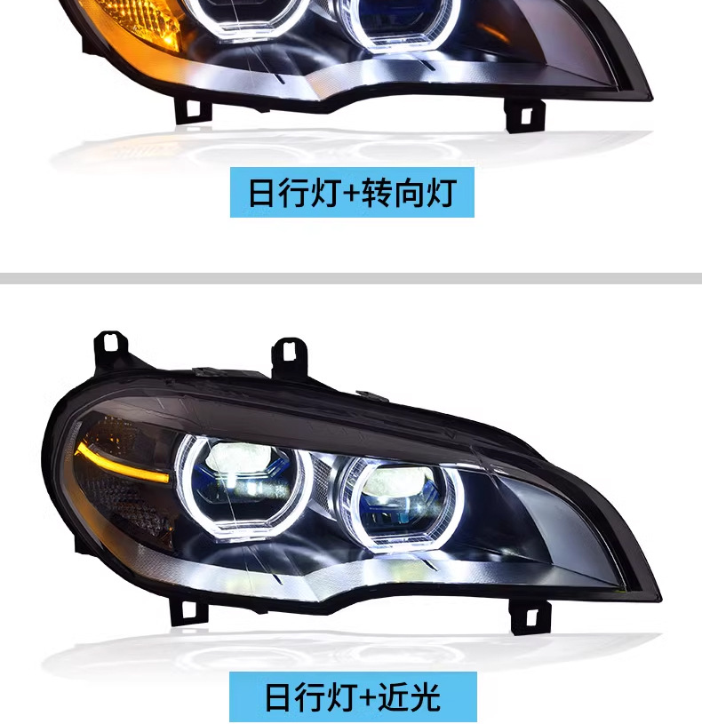 Suitable for 07-13 Old Bmw X5 Headlight Assembly E70 Modified New Angel Eye Led Daytime Running Lights