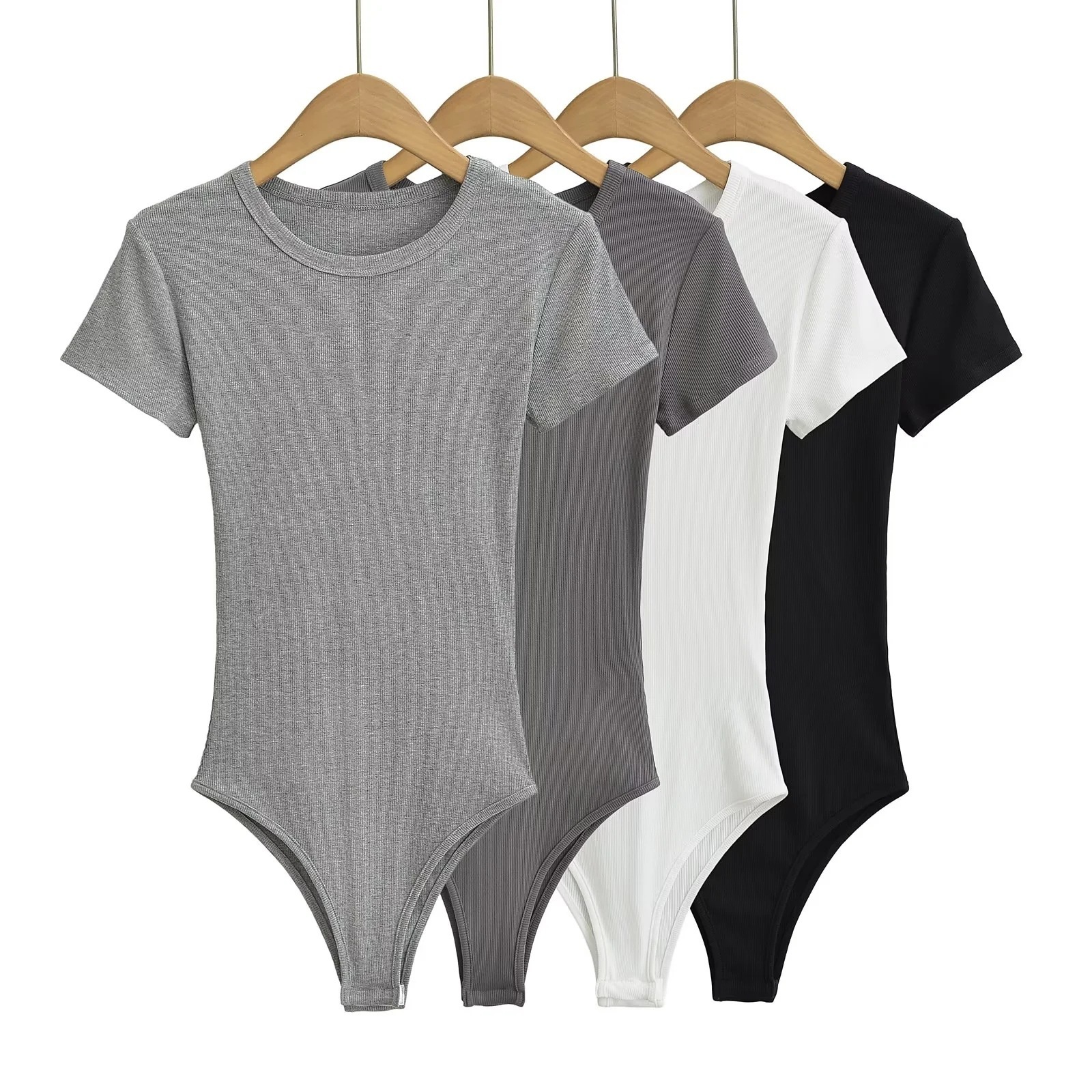European and American sexy small round neck short sleeve jumpsuit women's 2024 spring and summer skims slim base shirt T-shirt top