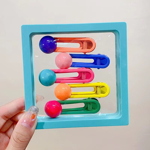 Korean Version New Cute Candy Bean Hair Clips for Kids Cartoon Color Gift Box Set Heart Hair Clip Side Clip Hair Accessory