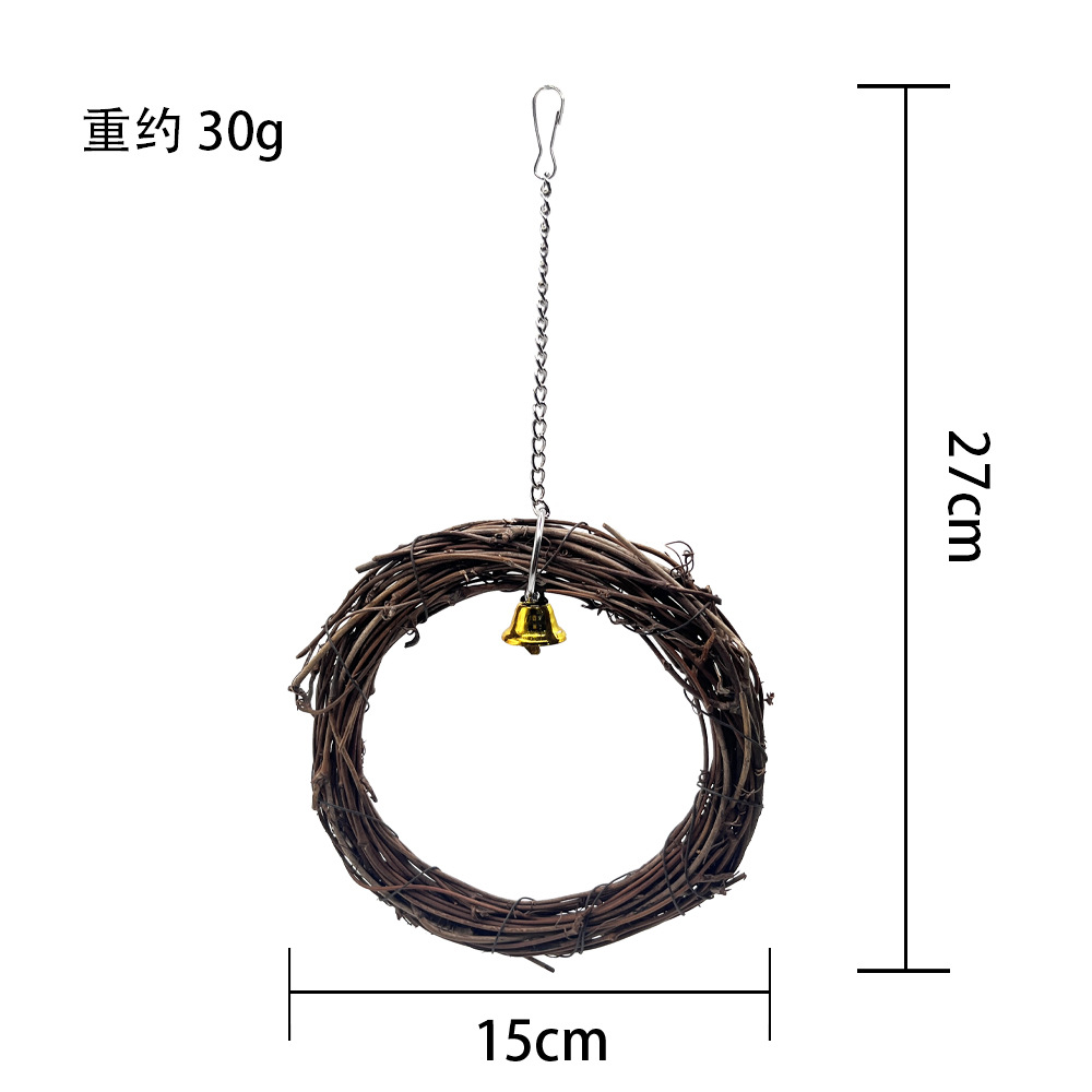 Juguetes de aves transfronterizos, loros, anillos de ratán tejidos a mano, columpios, decoración de patio, anillos de ratán, pájaros que muerden, juguetes para habitar